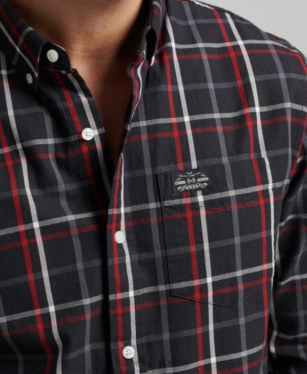 Superdry Hommes chemise marchande à carreaux en coton D64Z151 vêtements noir