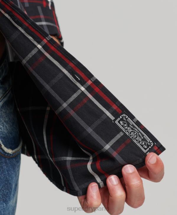 Superdry Hommes chemise marchande à carreaux en coton D64Z151 vêtements noir