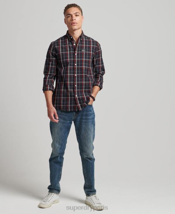 Superdry Hommes chemise marchande à carreaux en coton D64Z151 vêtements noir