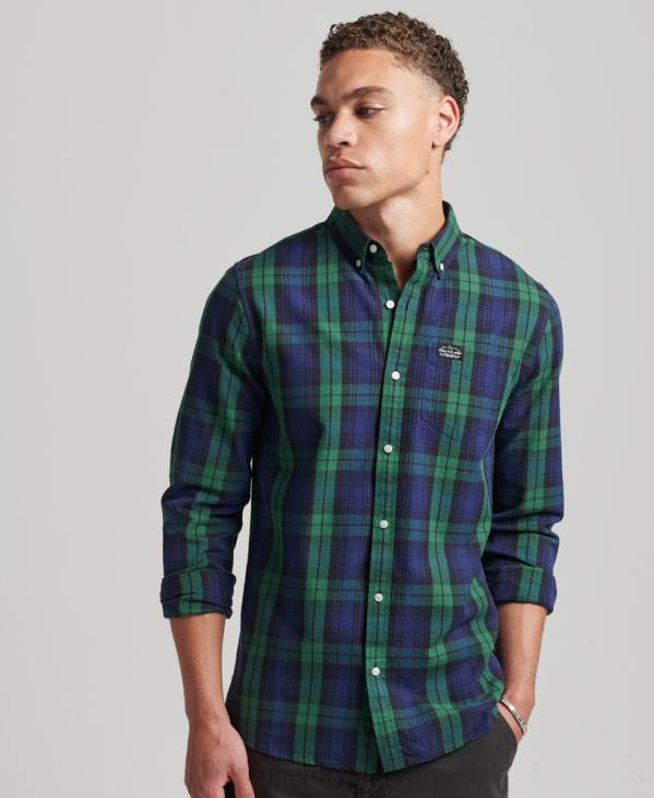 Superdry Hommes chemise marchande à carreaux en coton D64Z159 vêtements vert