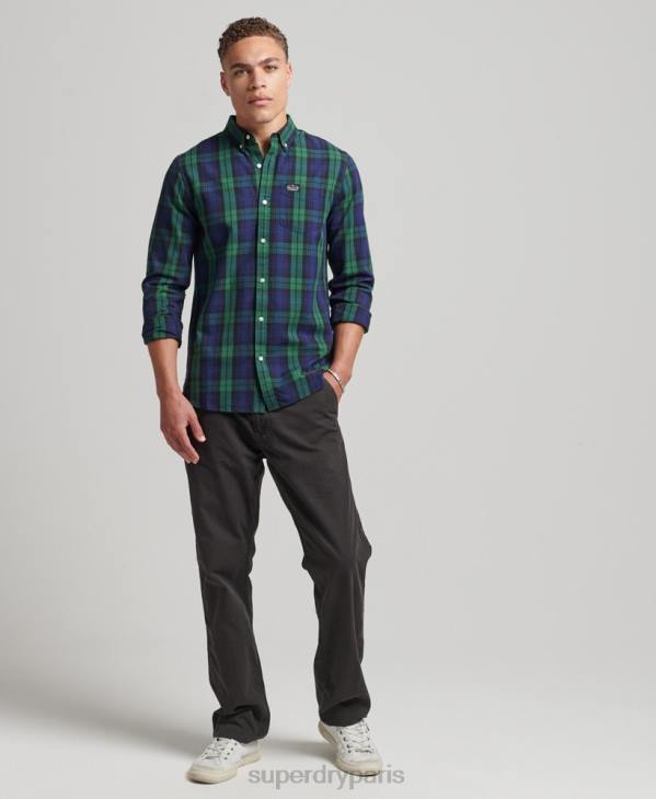 Superdry Hommes chemise marchande à carreaux en coton D64Z159 vêtements vert