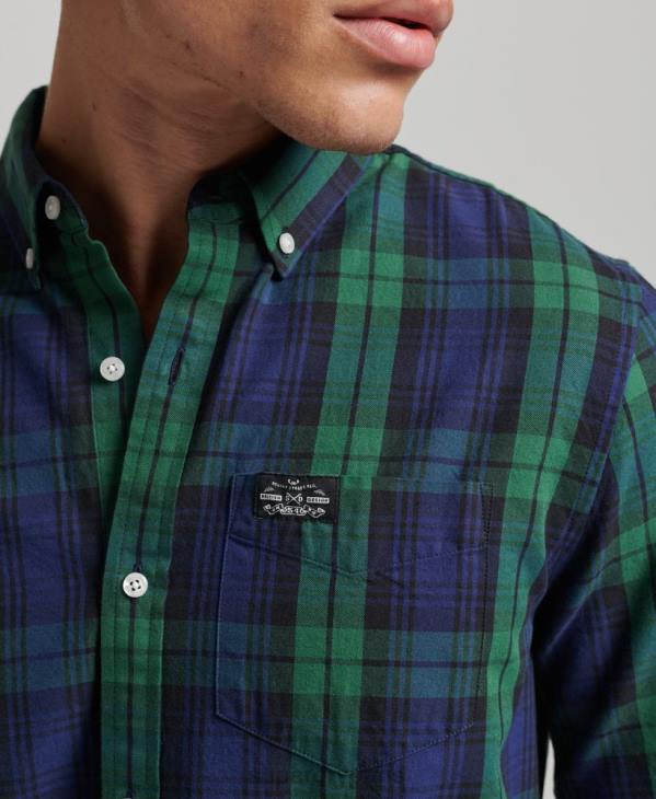 Superdry Hommes chemise marchande à carreaux en coton D64Z159 vêtements vert