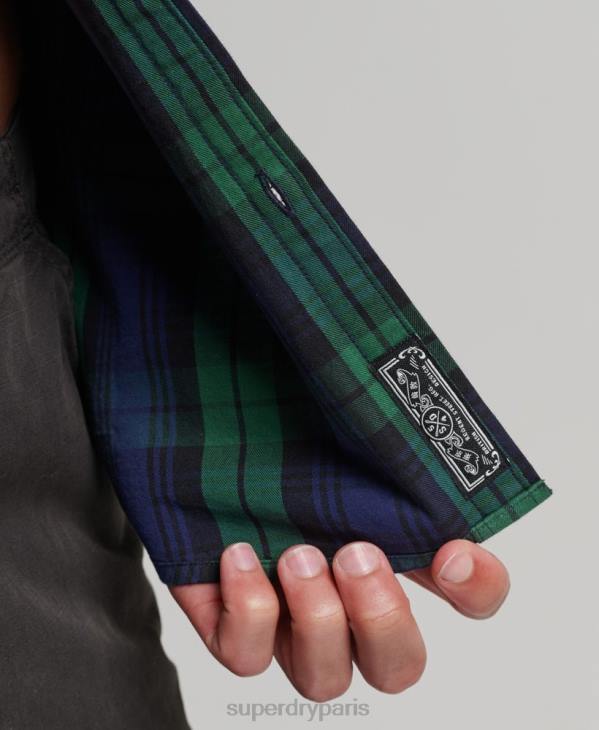 Superdry Hommes chemise marchande à carreaux en coton D64Z159 vêtements vert