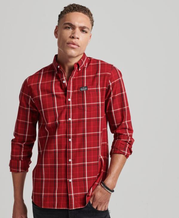 Superdry Hommes chemise marchande à carreaux en coton D64Z167 vêtements rouge