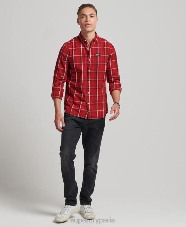 Superdry Hommes chemise marchande à carreaux en coton D64Z167 vêtements rouge