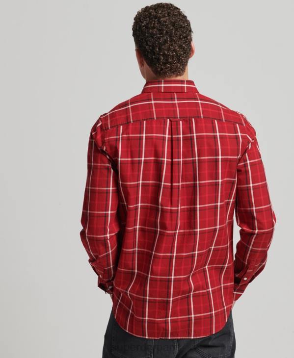 Superdry Hommes chemise marchande à carreaux en coton D64Z167 vêtements rouge