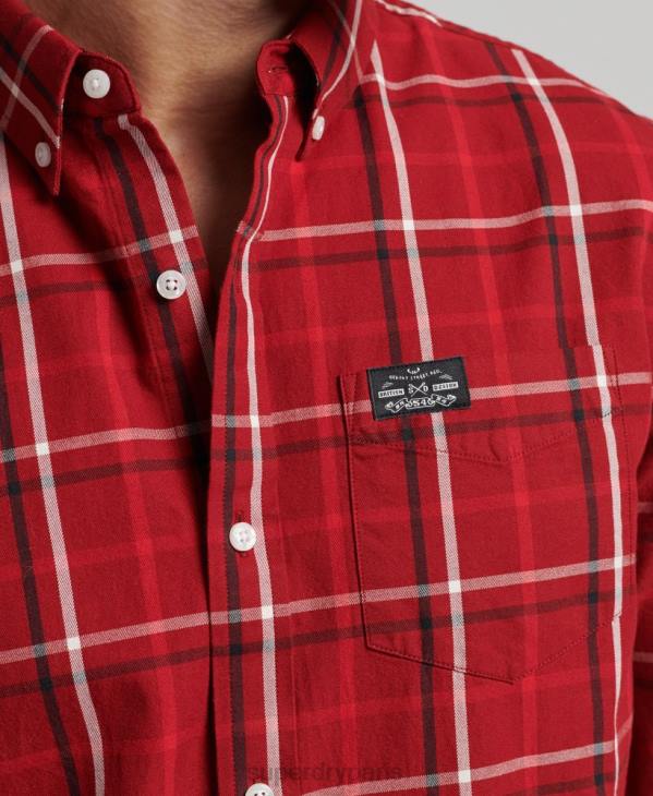 Superdry Hommes chemise marchande à carreaux en coton D64Z167 vêtements rouge