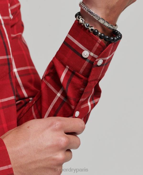 Superdry Hommes chemise marchande à carreaux en coton D64Z167 vêtements rouge
