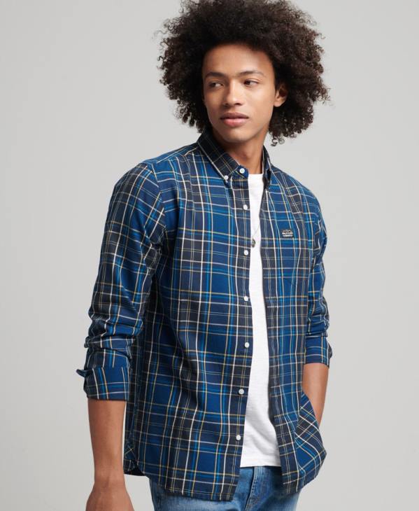 Superdry Hommes chemise marchande à carreaux en coton D64Z171 vêtements marine