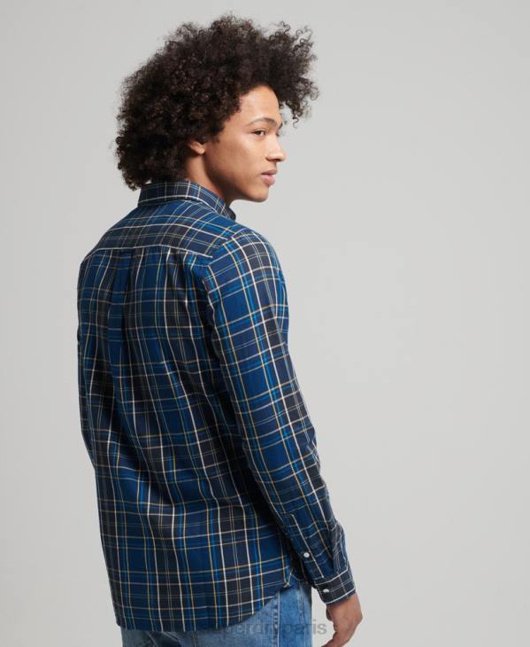 Superdry Hommes chemise marchande à carreaux en coton D64Z171 vêtements marine