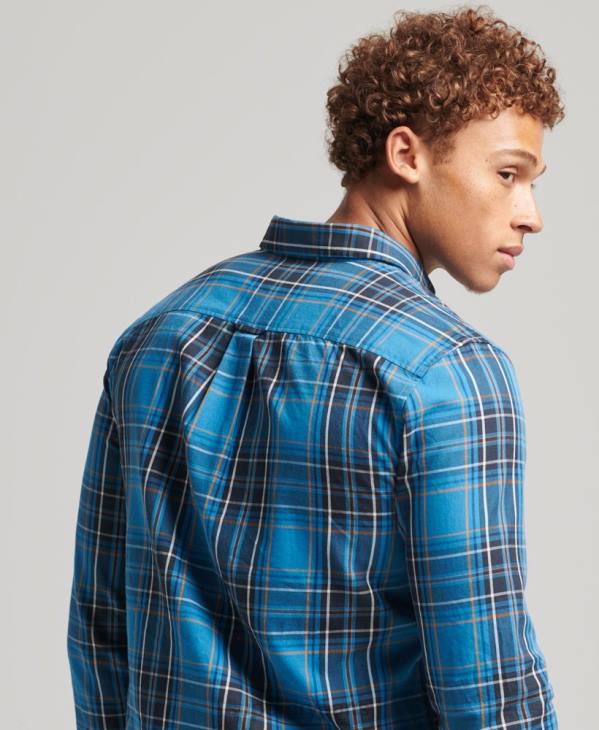 Superdry Hommes chemise marchande à carreaux en coton D64Z214 vêtements bleu