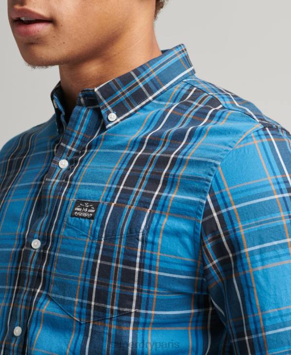 Superdry Hommes chemise marchande à carreaux en coton D64Z214 vêtements bleu