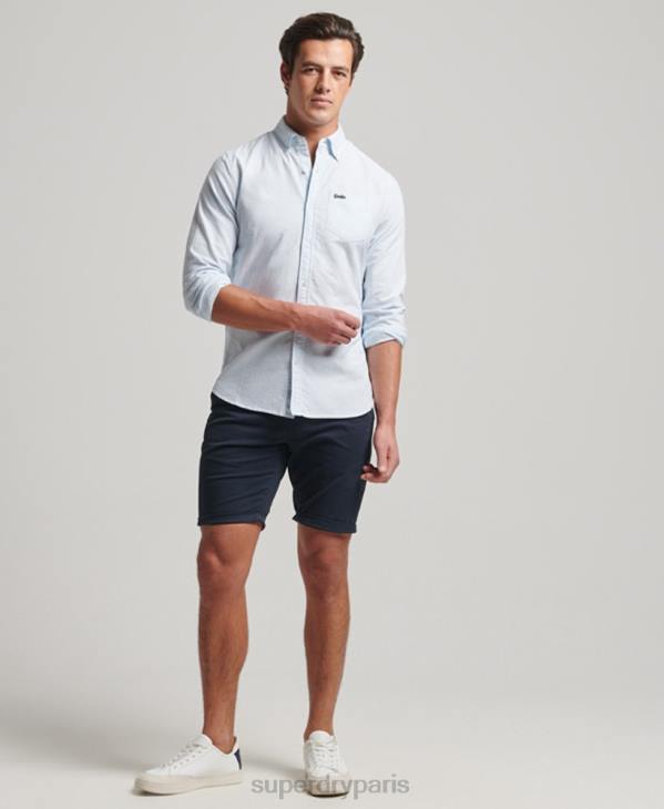 Superdry Hommes chemise oxford délavée D64Z132 vêtements bleu clair