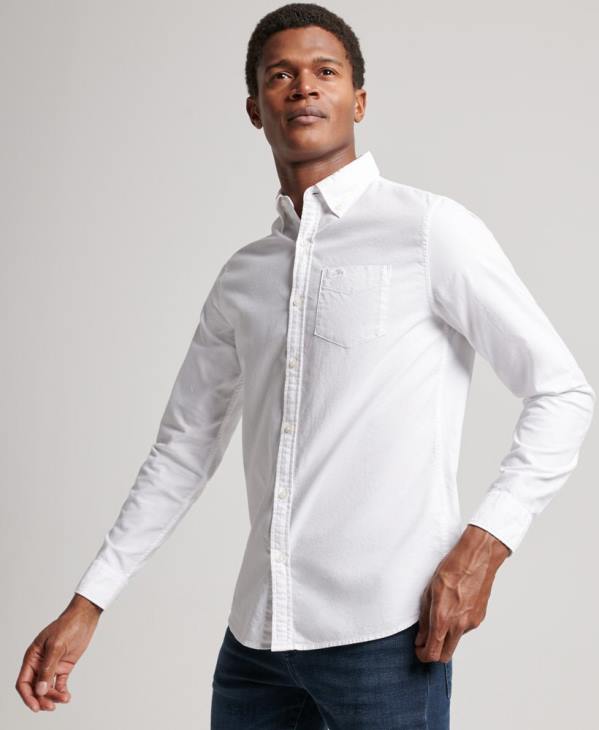 Superdry Hommes chemise oxford délavée D64Z157 vêtements blanc