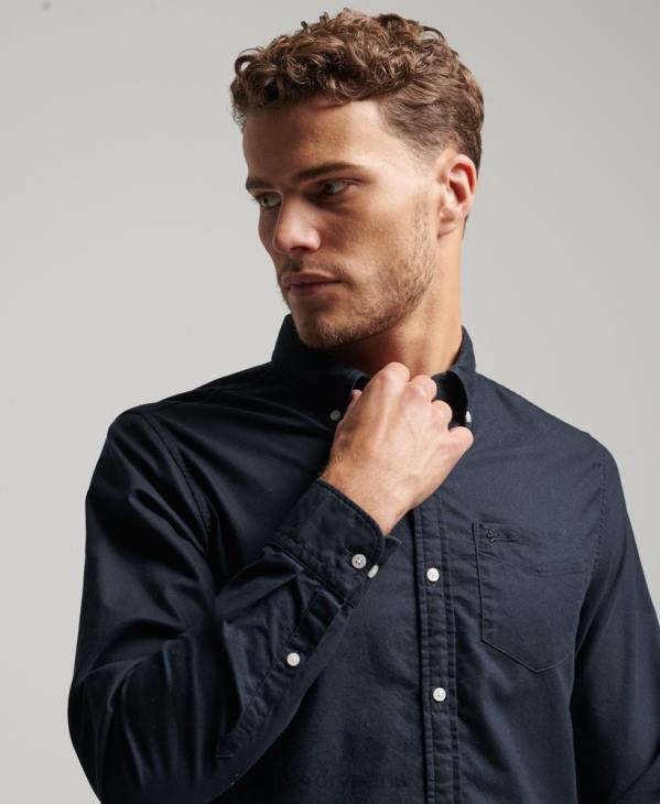 Superdry Hommes chemise oxford délavée D64Z181 vêtements marine