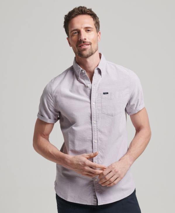 Superdry Hommes chemise oxford à manches courtes D64Z129 vêtements violet