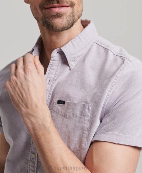 Superdry Hommes chemise oxford à manches courtes D64Z129 vêtements violet