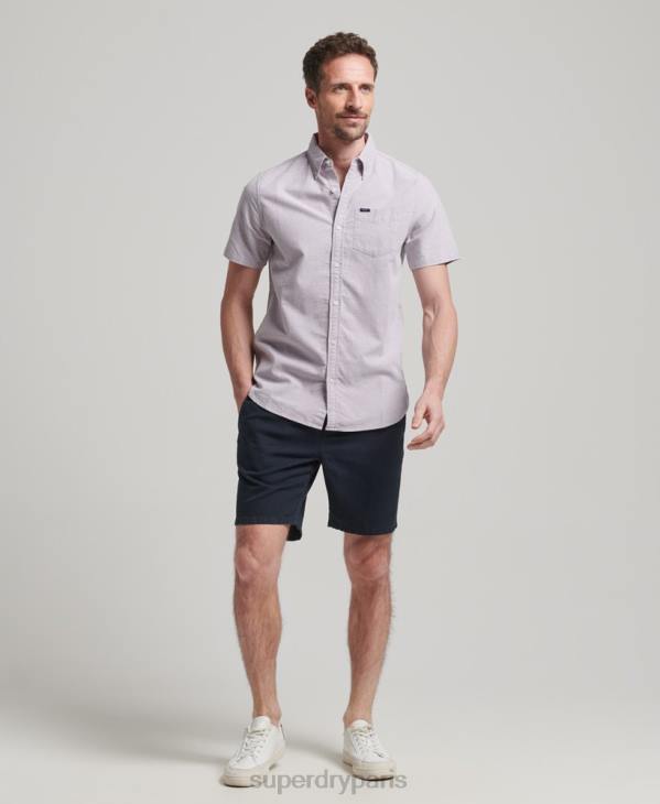 Superdry Hommes chemise oxford à manches courtes D64Z129 vêtements violet