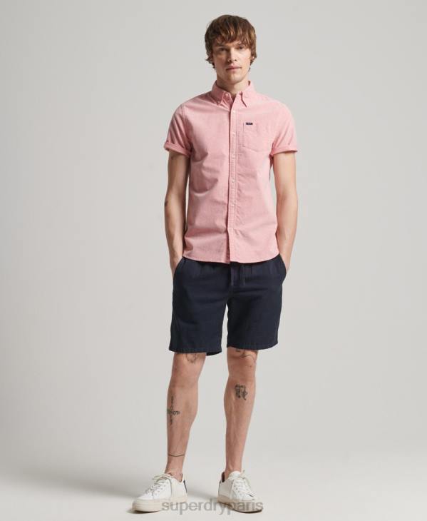 Superdry Hommes chemise oxford à manches courtes D64Z131 vêtements rouge