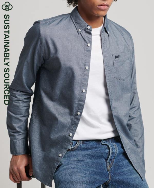 Superdry Hommes chemise oxford vintage en coton bio D64Z185 vêtements marine