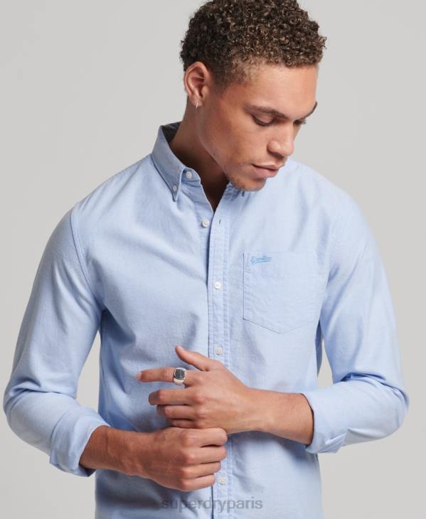 Superdry Hommes chemise oxford vintage en coton bio D64Z208 vêtements bleu