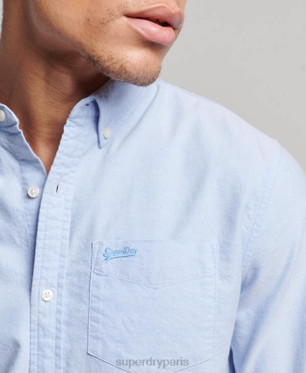Superdry Hommes chemise oxford vintage en coton bio D64Z208 vêtements bleu