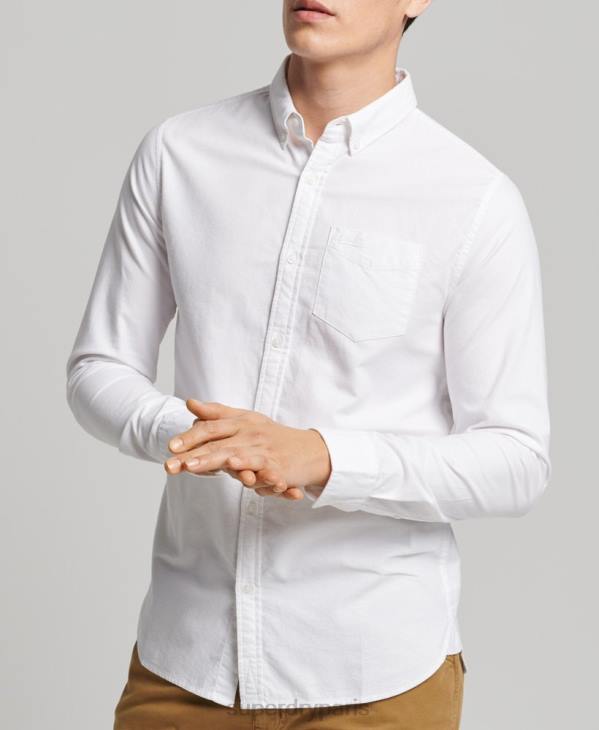 Superdry Hommes chemise oxford vintage en coton bio D64Z212 vêtements blanc