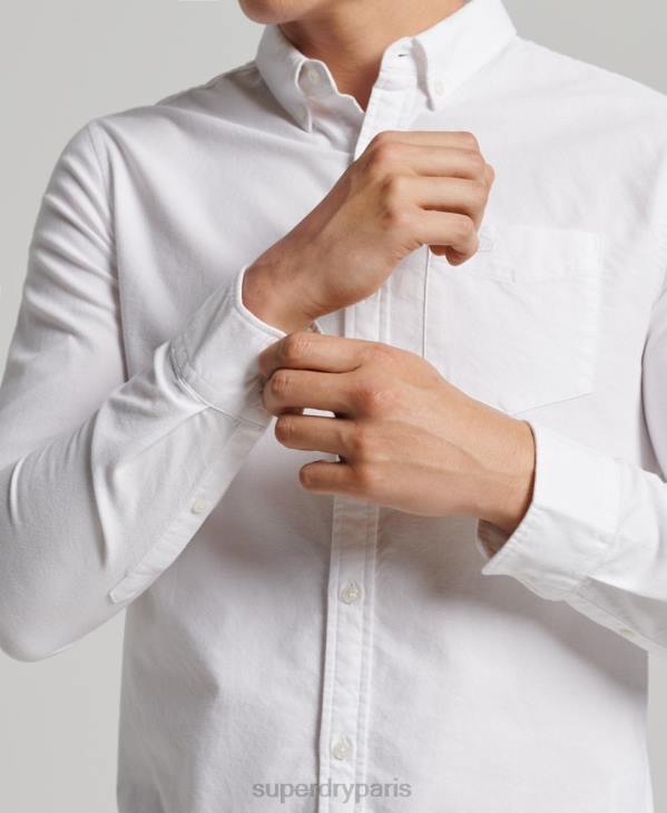 Superdry Hommes chemise oxford vintage en coton bio D64Z212 vêtements blanc