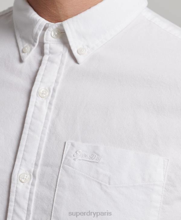 Superdry Hommes chemise oxford vintage en coton bio D64Z212 vêtements blanc