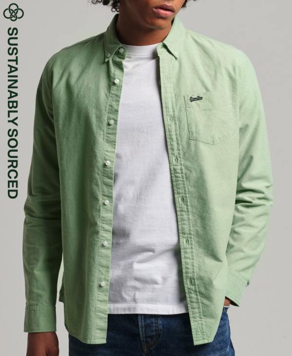Superdry Hommes chemise oxford vintage en coton bio D64Z6473 vêtements vert