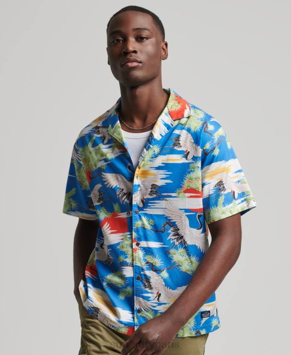 Superdry Hommes chemise à révérence vintage D64Z222 vêtements bleu