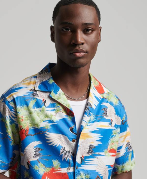 Superdry Hommes chemise à révérence vintage D64Z222 vêtements bleu