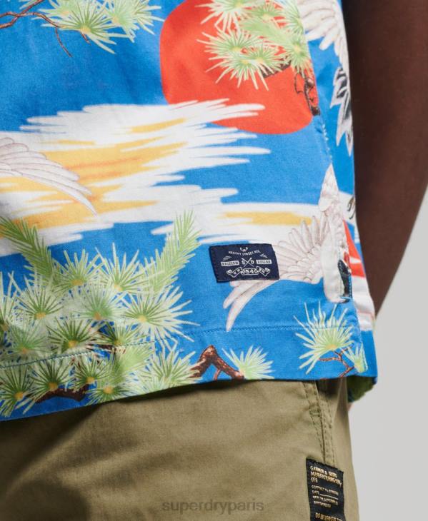 Superdry Hommes chemise à révérence vintage D64Z222 vêtements bleu