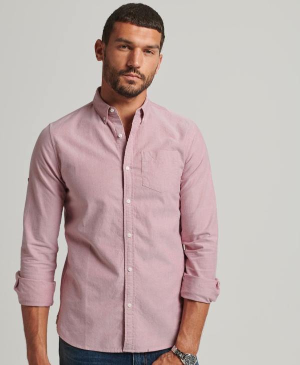 Superdry Hommes chemise uni oxford en coton bio D64Z207 vêtements rouge