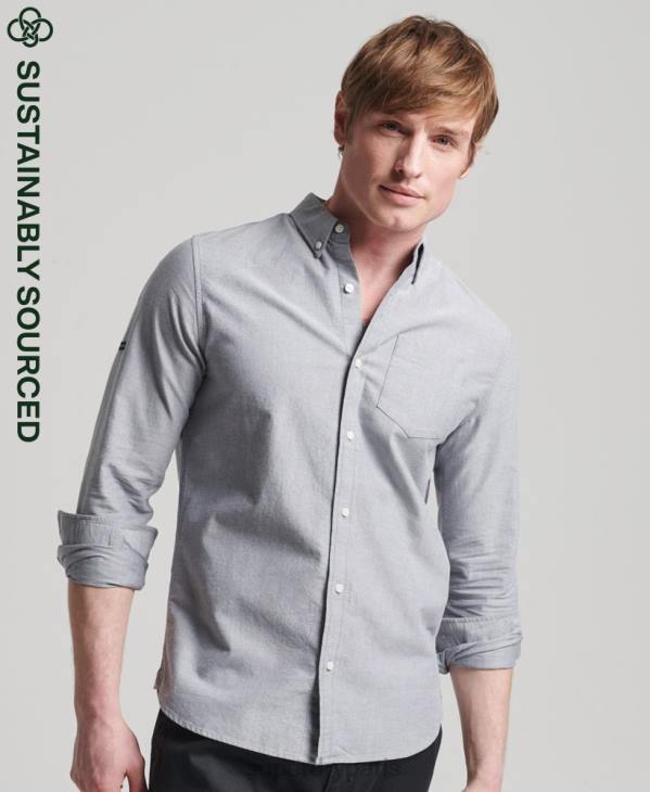 Superdry Hommes chemise uni oxford en coton bio D64Z217 vêtements gris