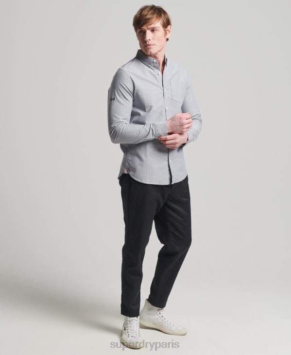Superdry Hommes chemise uni oxford en coton bio D64Z217 vêtements gris