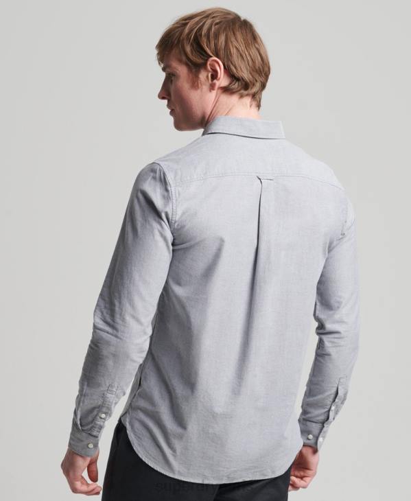 Superdry Hommes chemise uni oxford en coton bio D64Z217 vêtements gris