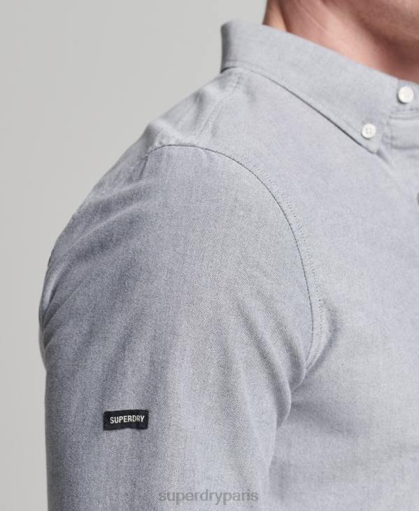 Superdry Hommes chemise uni oxford en coton bio D64Z217 vêtements gris
