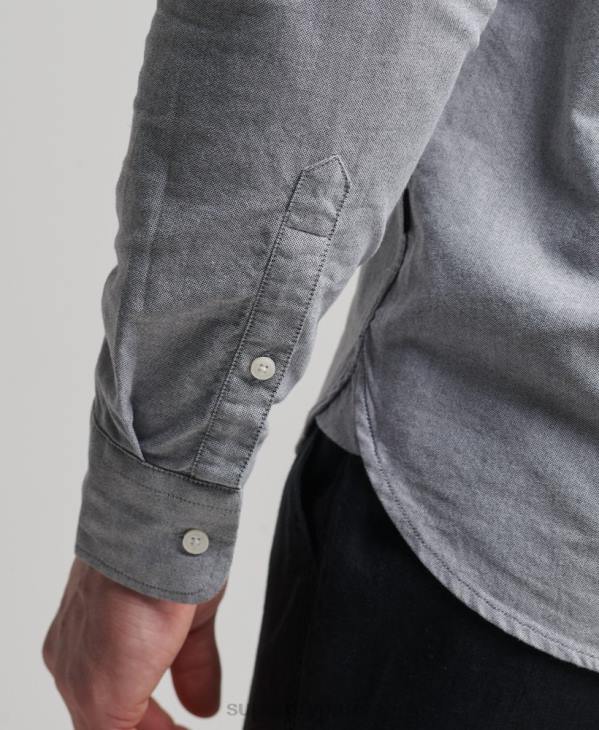 Superdry Hommes chemise uni oxford en coton bio D64Z217 vêtements gris