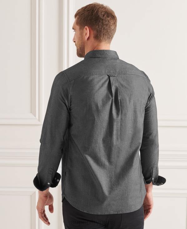 Superdry Hommes chemise uni oxford en coton bio D64Z221 vêtements noir
