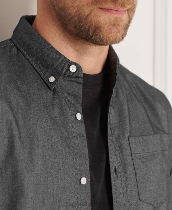 Superdry Hommes chemise uni oxford en coton bio D64Z221 vêtements noir