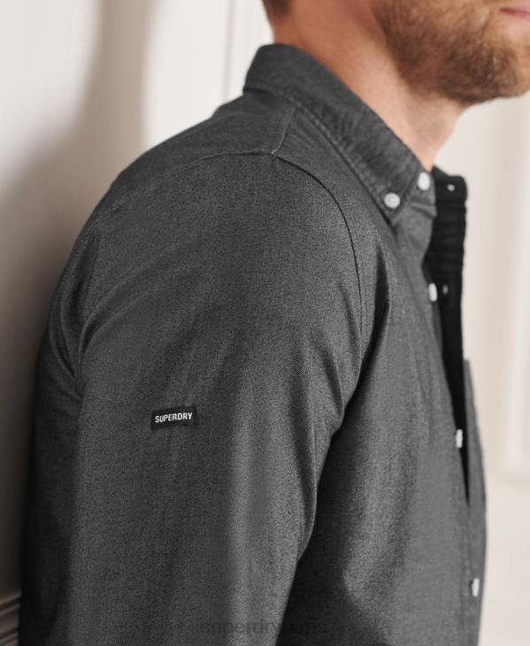 Superdry Hommes chemise uni oxford en coton bio D64Z221 vêtements noir