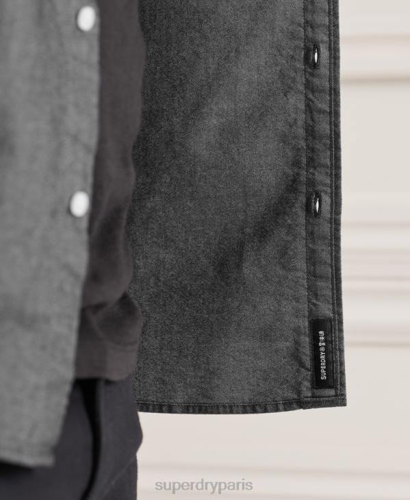 Superdry Hommes chemise uni oxford en coton bio D64Z221 vêtements noir