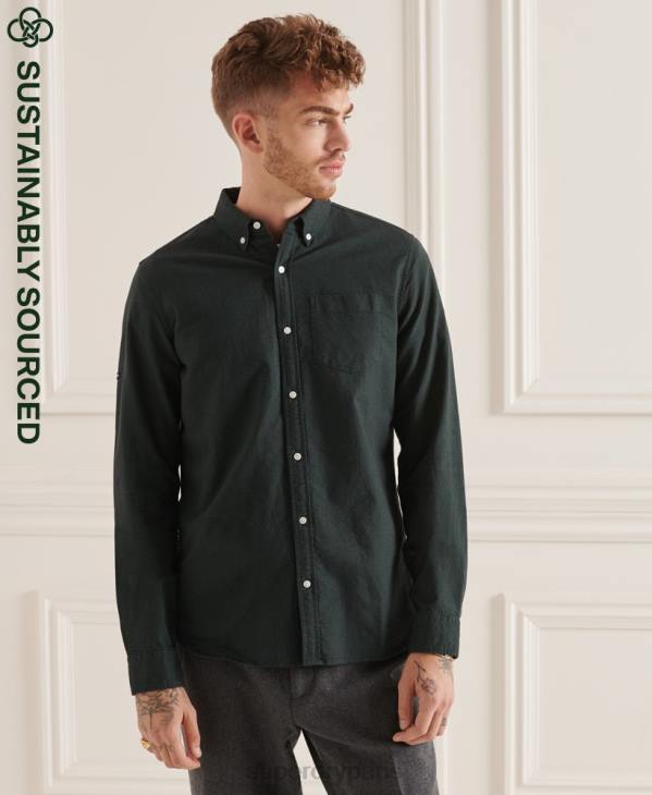 Superdry Hommes chemise uni oxford en coton bio D64Z226 vêtements vert