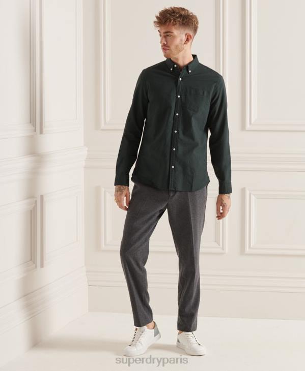 Superdry Hommes chemise uni oxford en coton bio D64Z226 vêtements vert