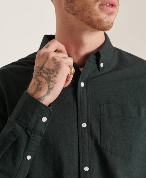 Superdry Hommes chemise uni oxford en coton bio D64Z226 vêtements vert