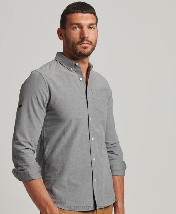 Superdry Hommes chemise uni oxford en coton bio D64Z6504 vêtements gris