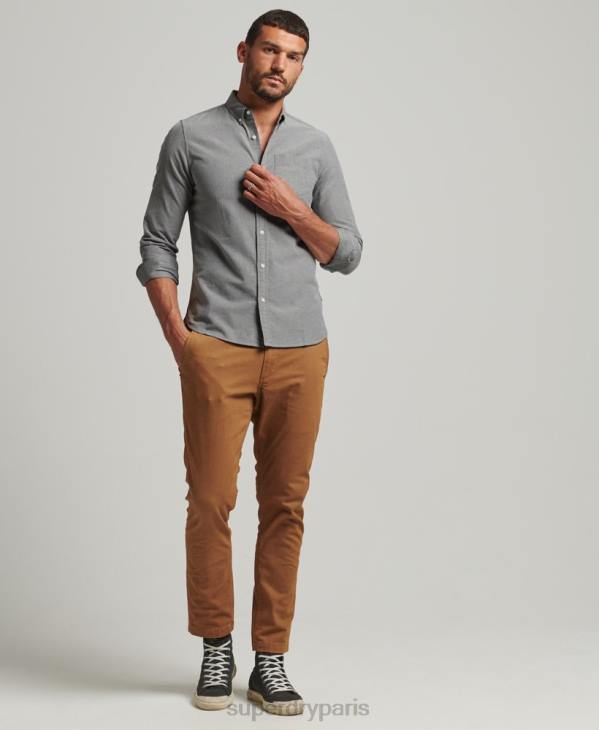 Superdry Hommes chemise uni oxford en coton bio D64Z6504 vêtements gris