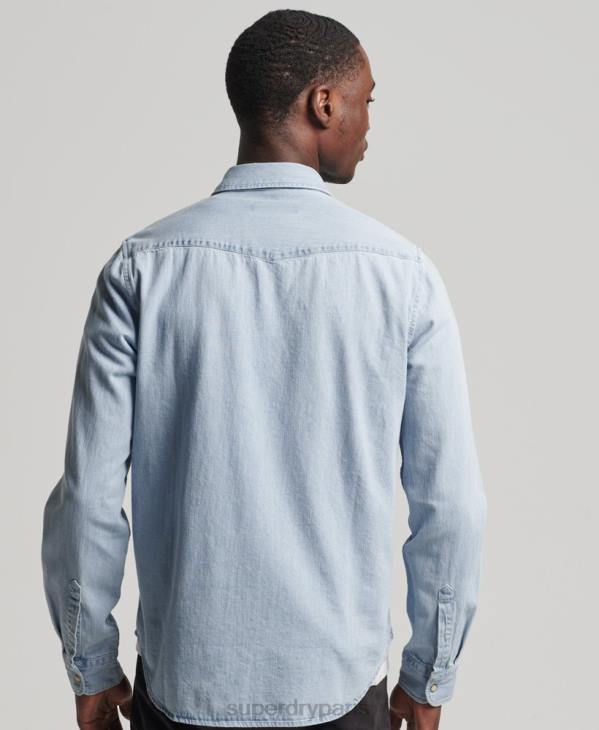 Superdry Hommes chemise western vintage D64Z218 vêtements bleu