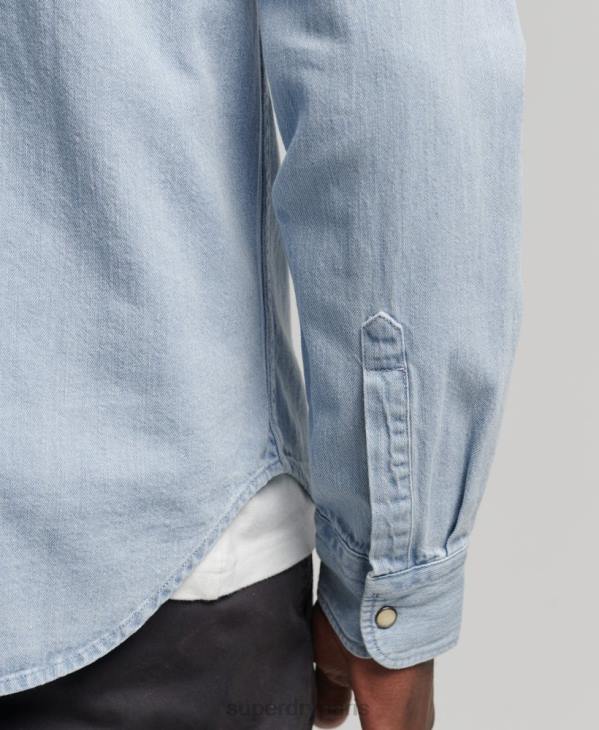 Superdry Hommes chemise western vintage D64Z218 vêtements bleu